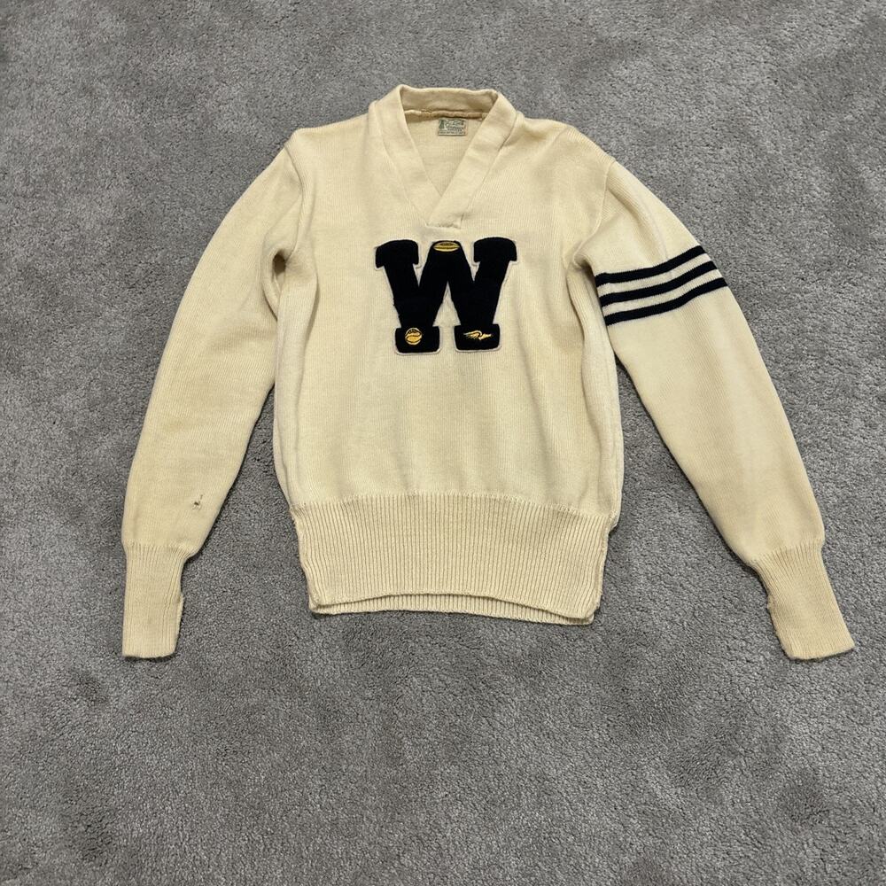 Octonek Knitting Seattle Varsity Letterman Sweater Washington Vintage 50s